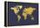 World Map Gold Foil-Michael Tompsett-Framed Stretched Canvas