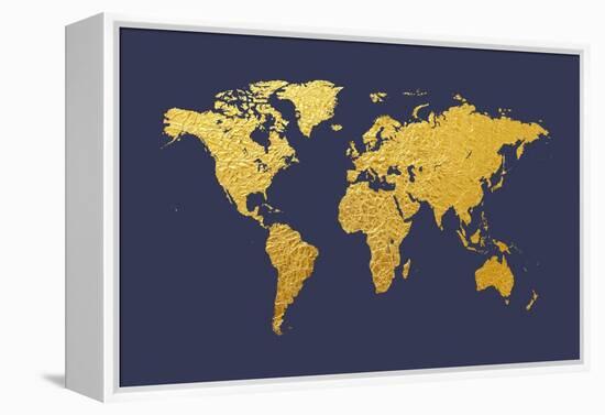 World Map Gold Foil-Michael Tompsett-Framed Stretched Canvas