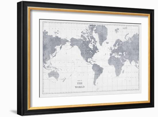 World Map Gray No Words-Sue Schlabach-Framed Art Print