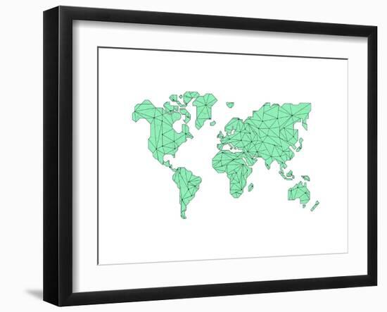 World Map Green-NaxArt-Framed Art Print