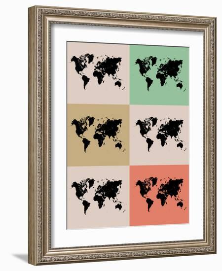 World Map Grid Poster 2-NaxArt-Framed Art Print