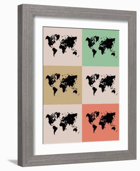 World Map Grid Poster 2-NaxArt-Framed Art Print