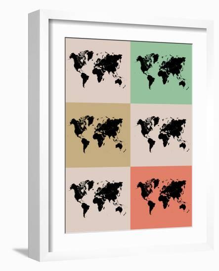 World Map Grid Poster 2-NaxArt-Framed Art Print