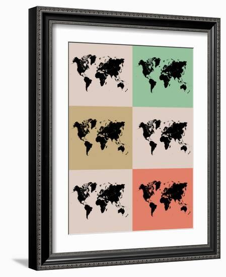 World Map Grid Poster 2-NaxArt-Framed Art Print