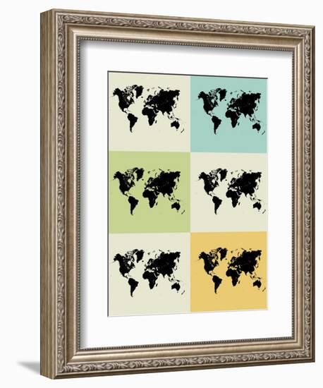 World Map Grid Poster-NaxArt-Framed Art Print