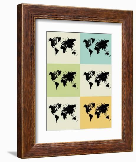 World Map Grid Poster-NaxArt-Framed Art Print