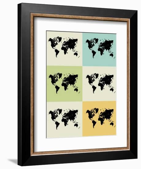 World Map Grid Poster-NaxArt-Framed Art Print