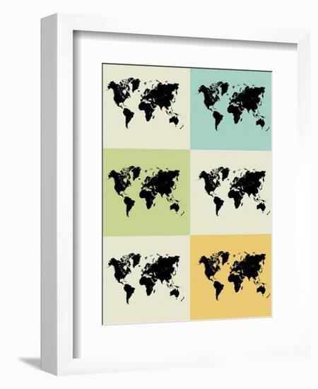World Map Grid Poster-NaxArt-Framed Art Print