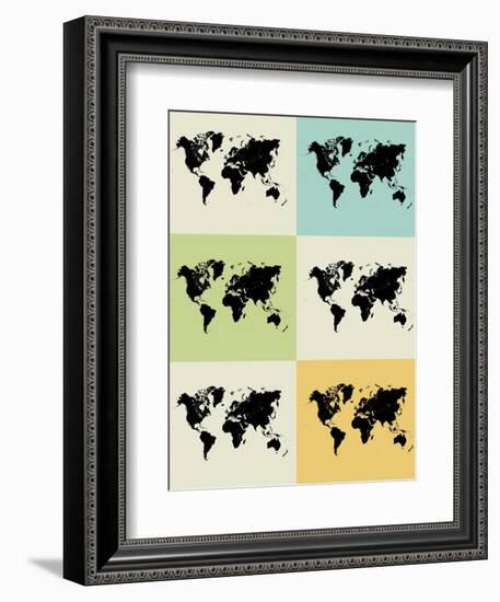 World Map Grid Poster-NaxArt-Framed Art Print