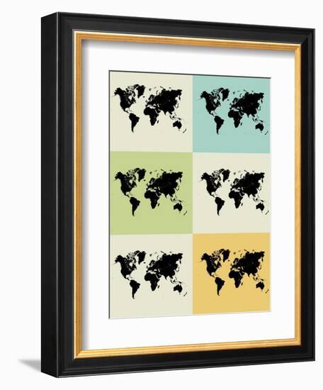 World Map Grid Poster-NaxArt-Framed Art Print