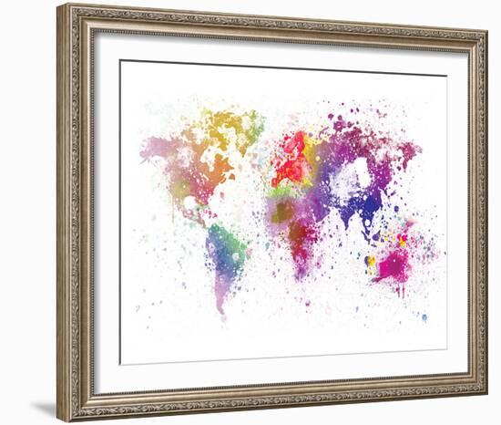 World Map I Watercolor-null-Framed Art Print