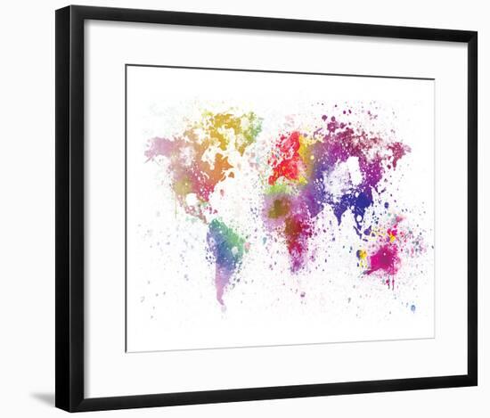 World Map I Watercolor-null-Framed Art Print