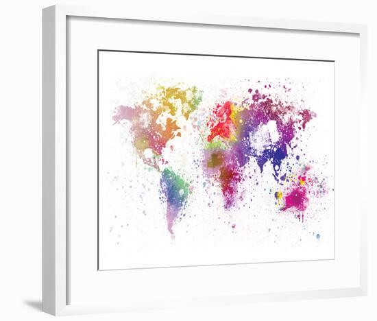 World Map I Watercolor-null-Framed Art Print