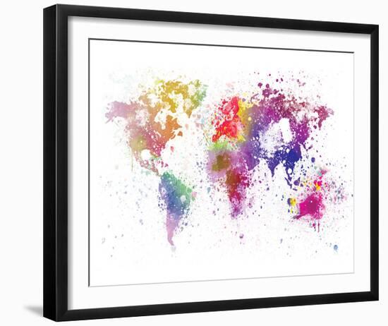 World Map I Watercolor-null-Framed Art Print