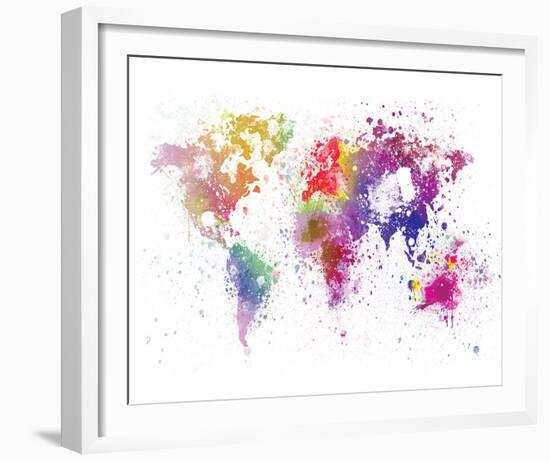World Map I Watercolor-null-Framed Art Print
