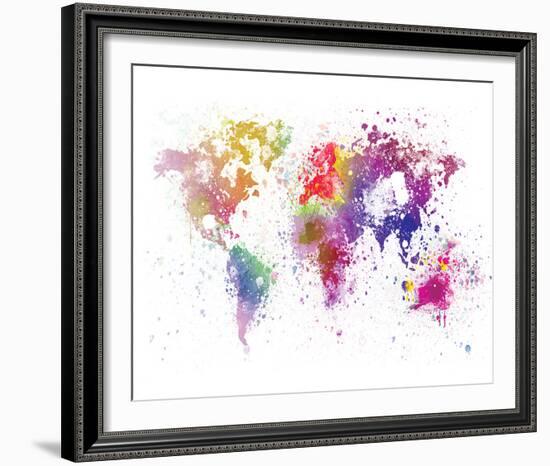 World Map I Watercolor-null-Framed Art Print