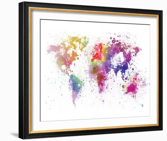 World Map I Watercolor-null-Framed Art Print