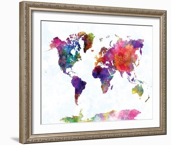 World Map II Watercolor-null-Framed Art Print