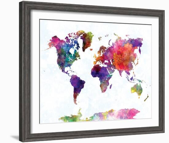 World Map II Watercolor--Framed Art Print
