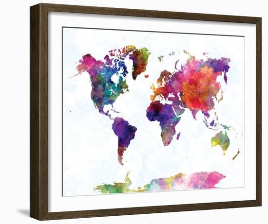 World Map II Watercolor--Framed Art Print