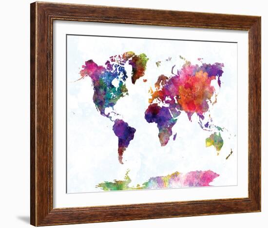 World Map II Watercolor-null-Framed Art Print