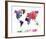 World Map II Watercolor-null-Framed Art Print