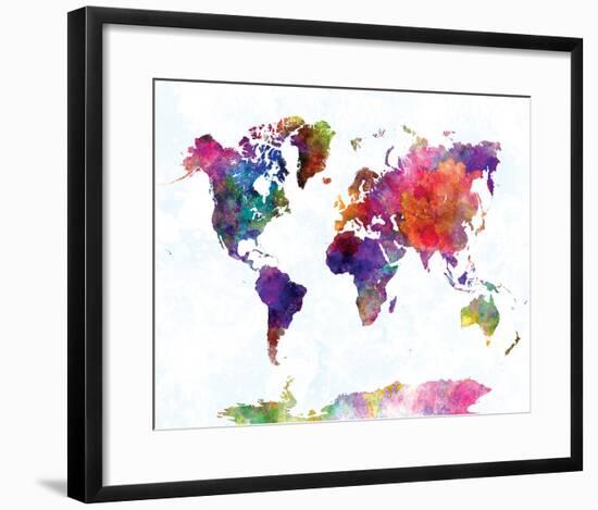 World Map II Watercolor-null-Framed Art Print