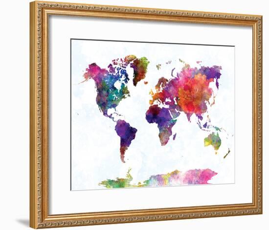 World Map II Watercolor-null-Framed Art Print