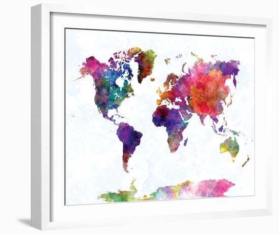 World Map II Watercolor-null-Framed Art Print