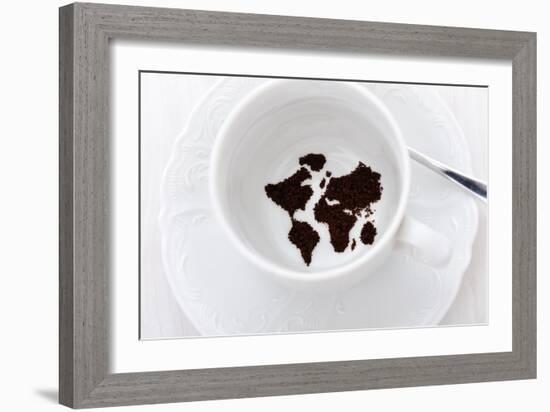 World Map In Coffee Cup-zurijeta-Framed Art Print