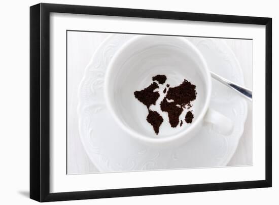 World Map In Coffee Cup-zurijeta-Framed Art Print