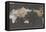 World Map in Gold and Gray-Elizabeth Medley-Framed Stretched Canvas