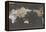 World Map in Gold and Gray-Elizabeth Medley-Framed Stretched Canvas