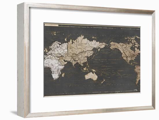 World Map in Gold and Gray-Elizabeth Medley-Framed Art Print