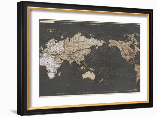 World Map in Gold and Gray-Elizabeth Medley-Framed Art Print