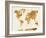 World Map in Watercolor Orange-paulrommer-Framed Art Print