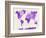 World Map in Watercolor Purple-paulrommer-Framed Art Print