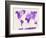 World Map in Watercolor Purple-paulrommer-Framed Art Print