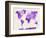 World Map in Watercolor Purple-paulrommer-Framed Art Print