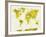 World Map in Watercolor Yellow-paulrommer-Framed Art Print