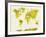 World Map in Watercolor Yellow-paulrommer-Framed Art Print