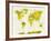 World Map in Watercolor Yellow-paulrommer-Framed Art Print