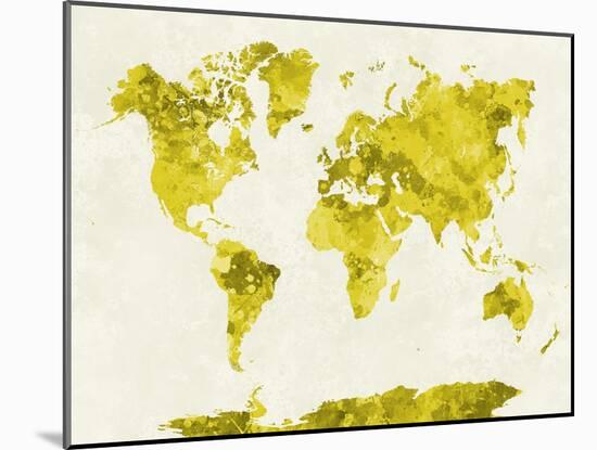 World Map in Watercolor Yellow-paulrommer-Mounted Art Print