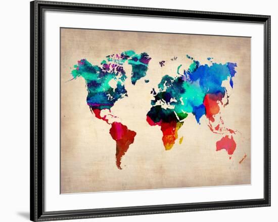 World Map in Watercolor-null-Framed Art Print