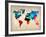 World Map in Watercolor-null-Framed Art Print