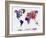 World Map in Watercolorpurple and Blue-paulrommer-Framed Art Print