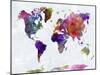 World Map in Watercolorpurple and Blue-paulrommer-Mounted Art Print