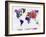 World Map in Watercolorpurple and Blue-paulrommer-Framed Art Print