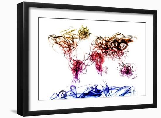 World Map Light Writing-Michael Tompsett-Framed Art Print