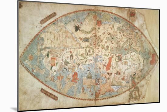 World Map, Manuscript, Created in Genova, 1457-null-Mounted Giclee Print